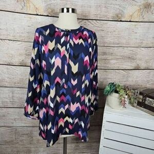 JM Collection Women's‎ Blouse Top 3/4 Sleeve Print Pattern Multicolor Size XL